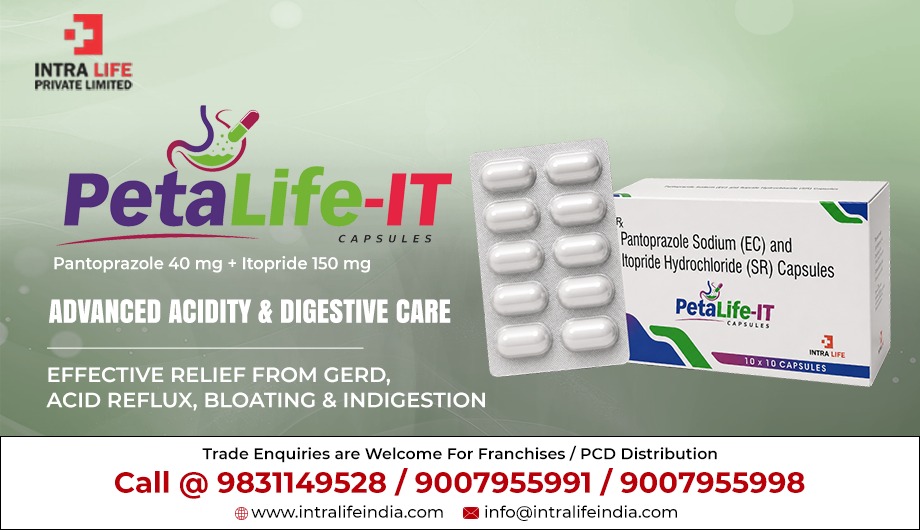 PETALIFE-IT Capsules: Pantoprazole 40mg + Itopride 150mg for GERD and Digestive Health