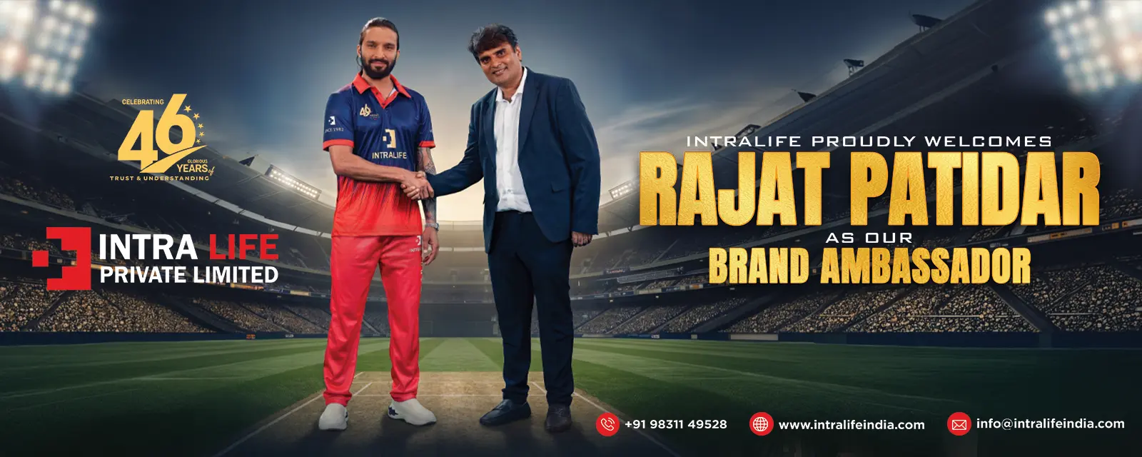 Rajat Patidar, Brand Ambassador of Intra Life India